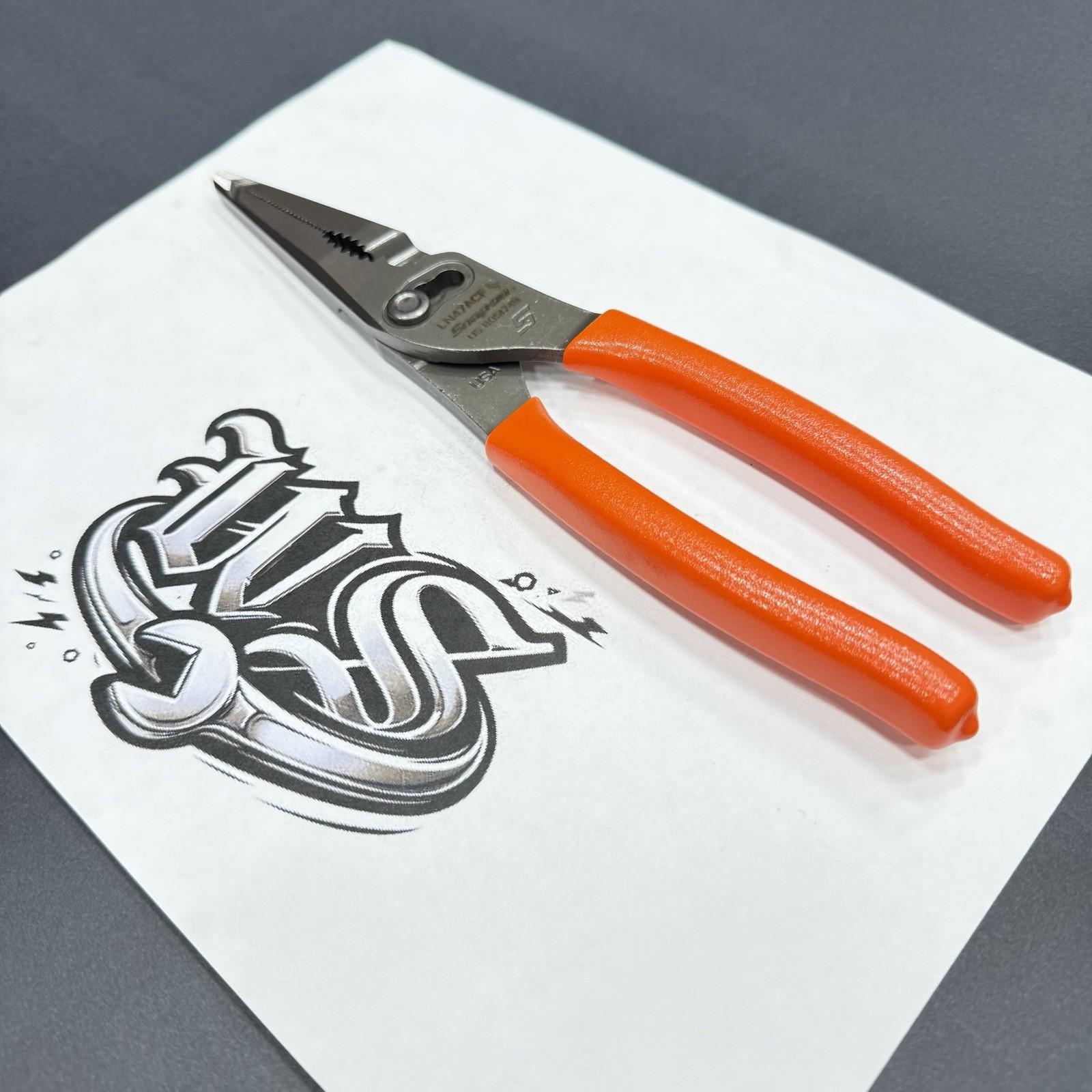 Snap-on Tools USA NEW ORANGE 9″ Talon Grip Long Nose Slip Joint Pliers LN47ACF