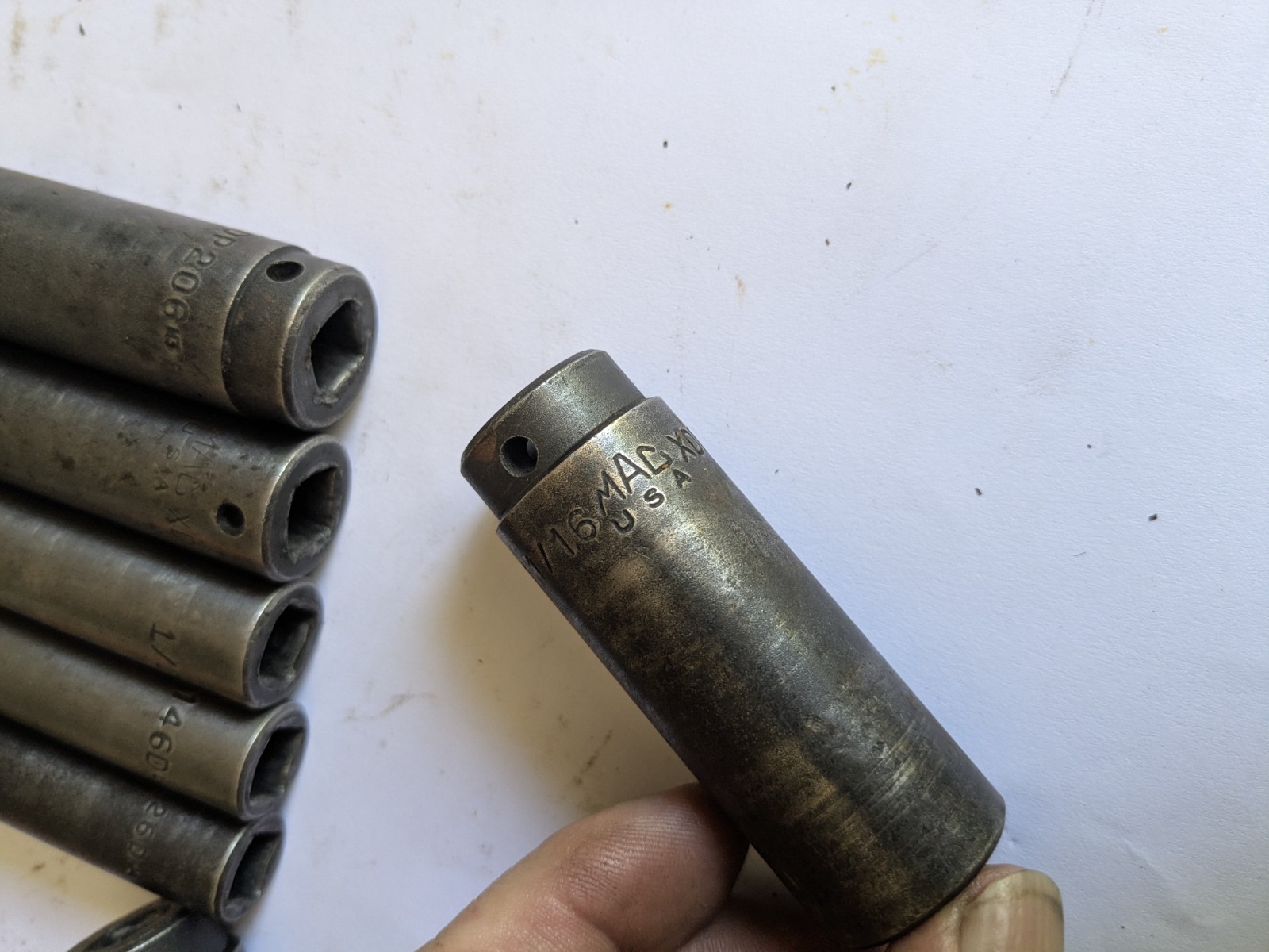 Set Of 7 Vintage Mac Tools Deep Impact Socket 6 point SAE Set XDP 3/8″-3/4″ USA