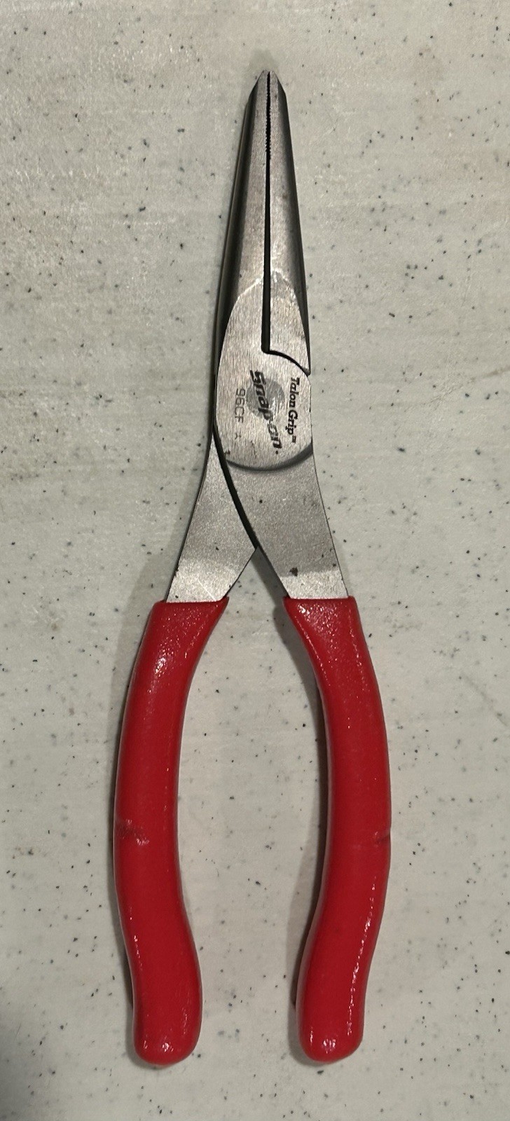 NOS. Snap On 8″ Needle Nose Pliers Red Soft Grip Handle 96CF USA