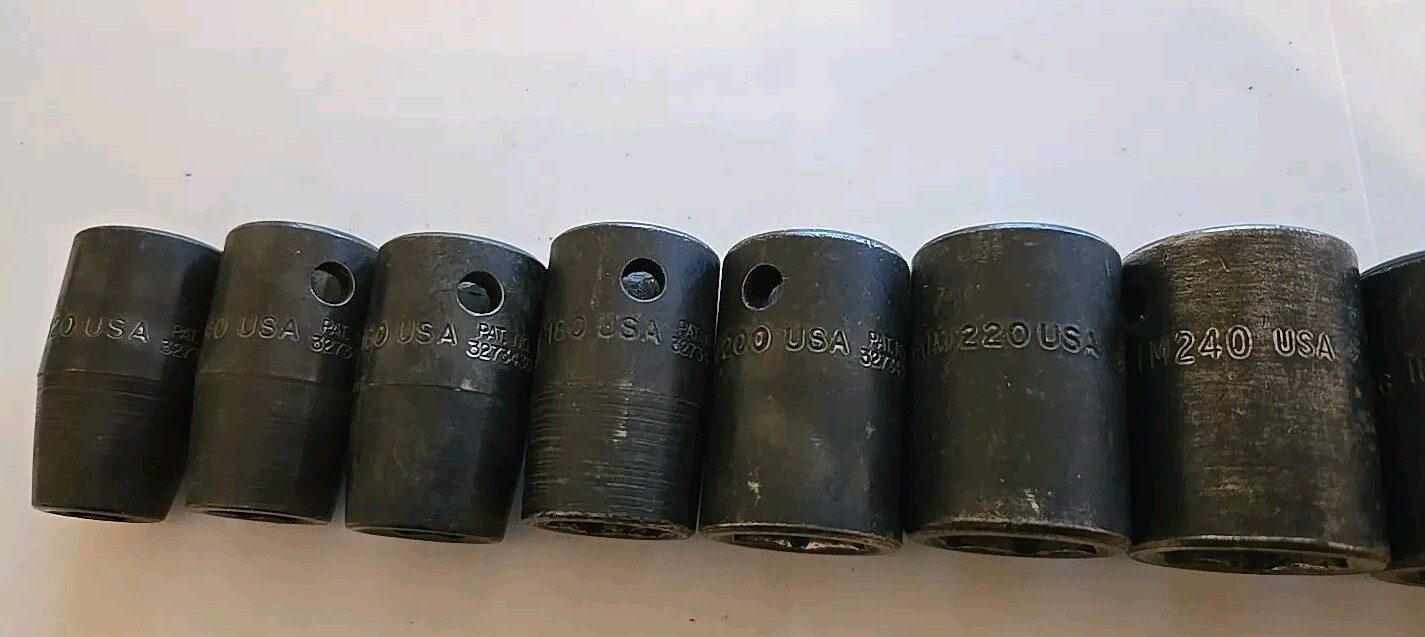 Snap On 1/2″ Drive 3/8″-1″ 6PT SAE Shallow Impact Sockets With Rack Lot Of 11