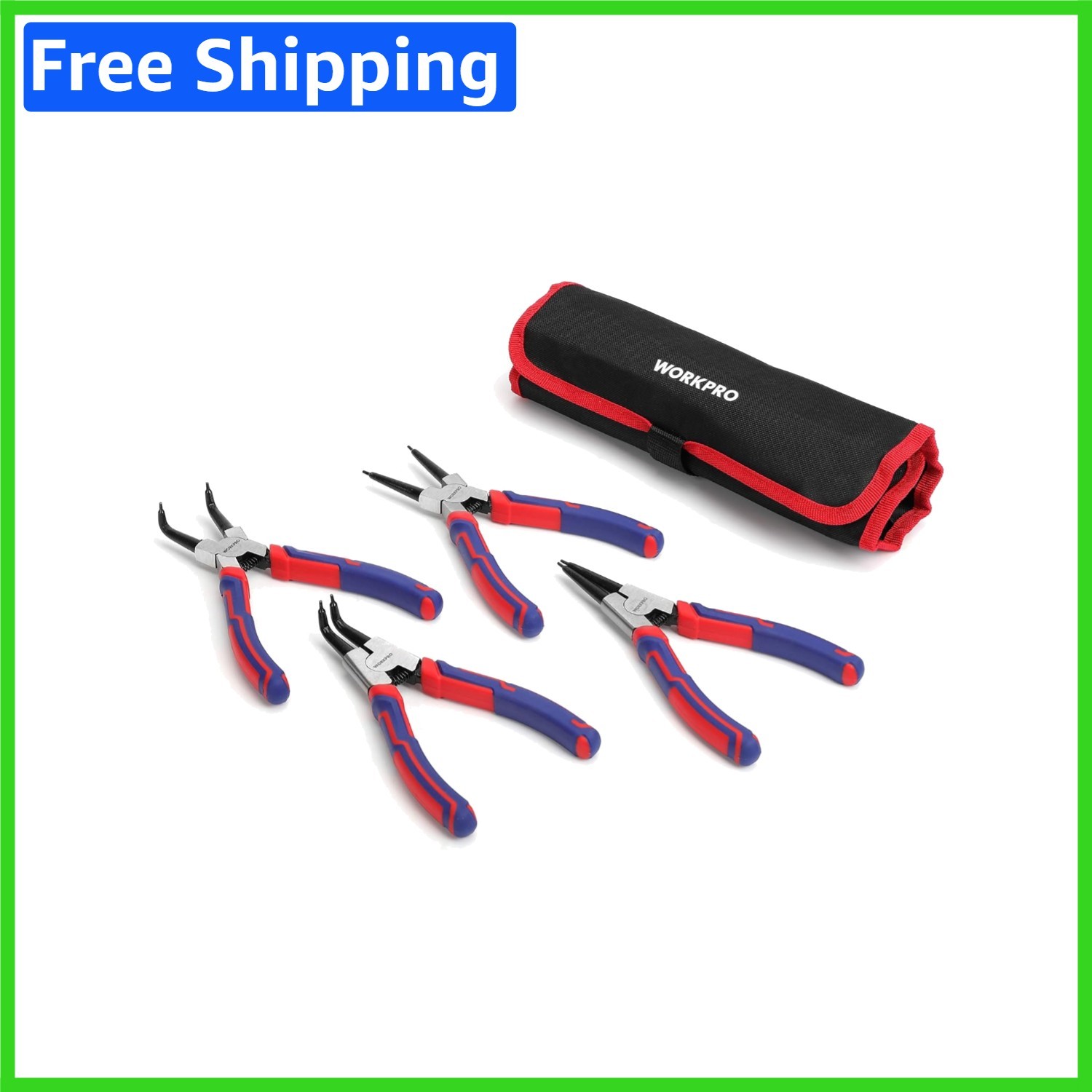 Versatile Snap Ring Pliers Set with Ergonomic Handles – 4-Piece 7-Inch Kit