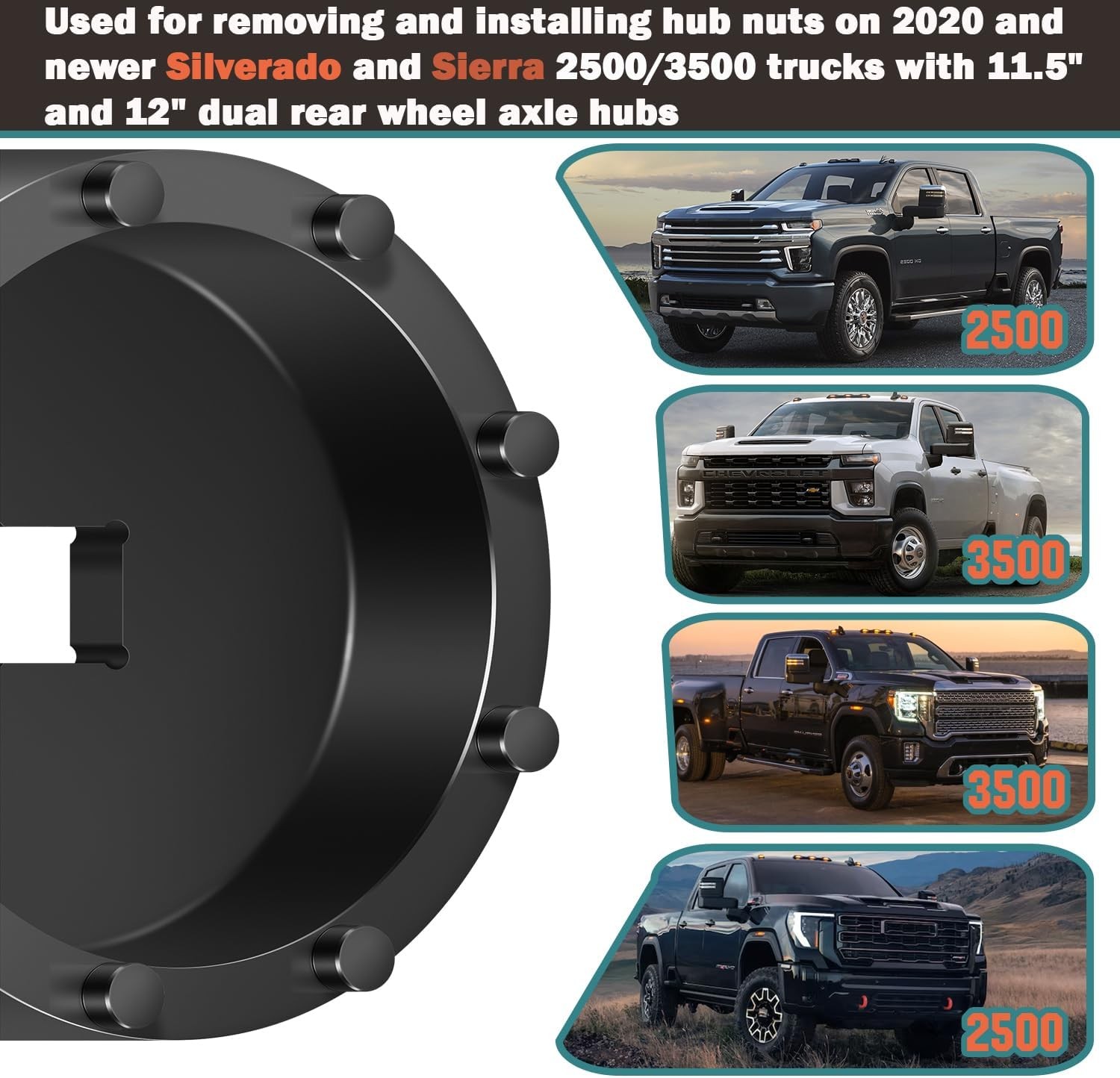 31510 Axle Nut Socket 9 Pin for GM 2020+ Silverado, Sierra 2500/3500, 1/2″ Drive