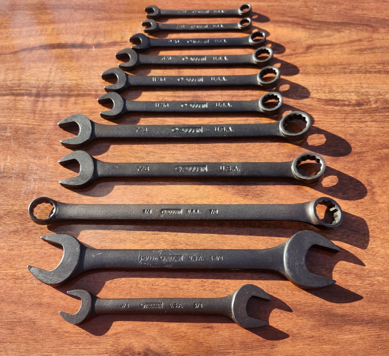 Allen Tools USA 11pc SAE Combination/Open Wrench 7/16 -1-1/8 Industrial Finish