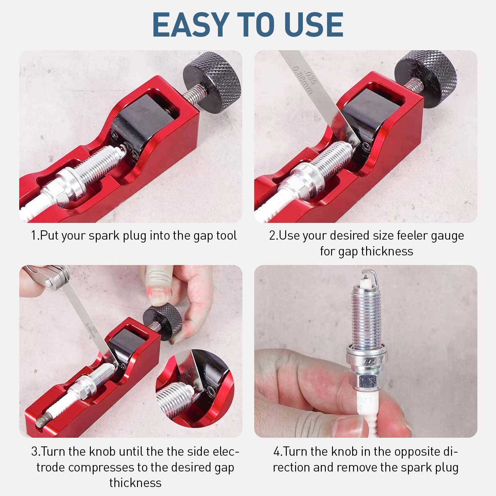 Spark Plug Gap Adjustment Tool Kit w/ 32 Blades Alloy Steel Feeler Gauge 10-16mm