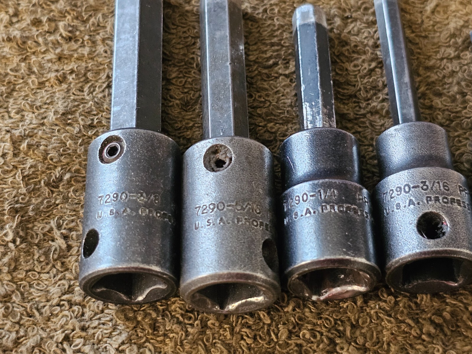 6 Proto Professional Impact Hex Socket Bit 3/8″ Drive 5/16 1/4 3/16 1/8 7290 Set