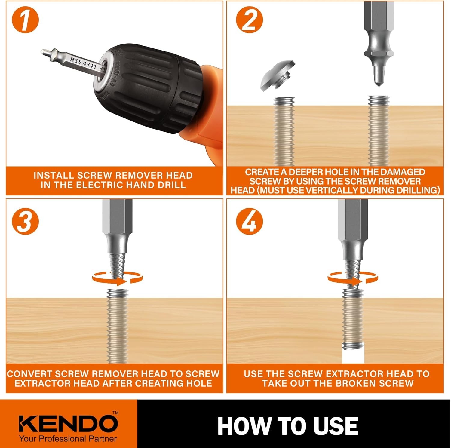 6PC HSS Screw Extractor Set – Effortless Removal of Stripped & Damaged Screws