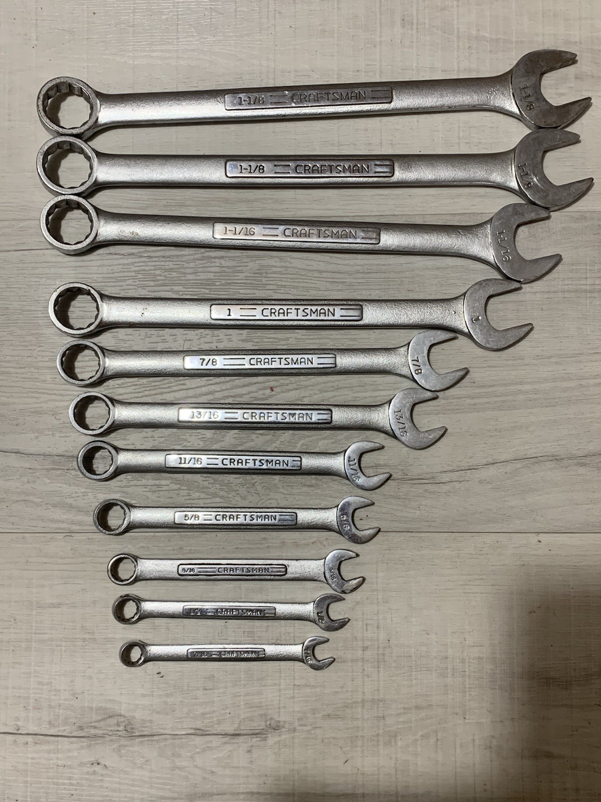 Craftsman Combination End Wrench Set * 7/16” – 1 1/8” * USA Made * Set of 11*