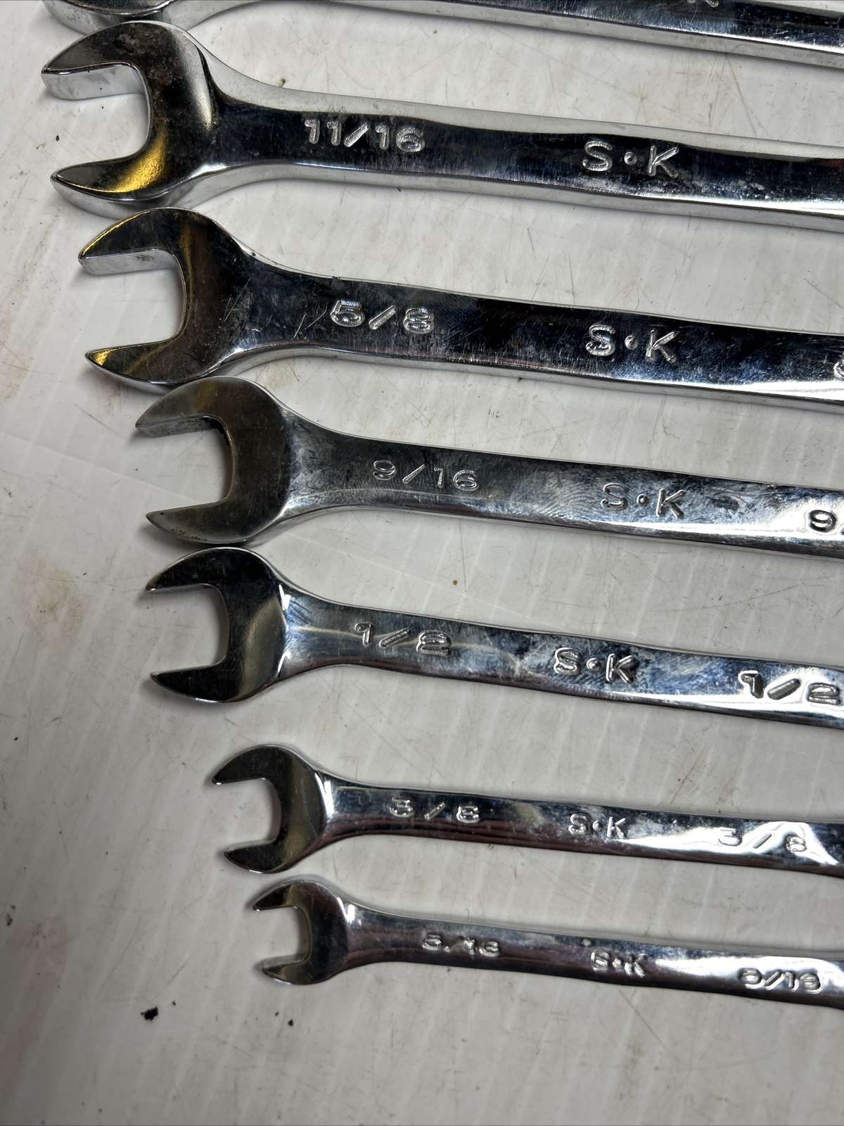 S-K Combination SAE Wrench Set 1″ 15/16 7/8 13/16 3/4 11/16 5/8 9/16 1/2 5/16