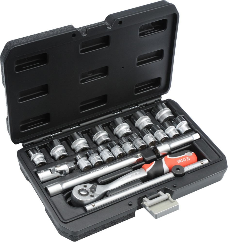 YT-38561 YATO 3/8″ Socket Set Ratchet 22pcs AS-DRIVE In Handy Case
