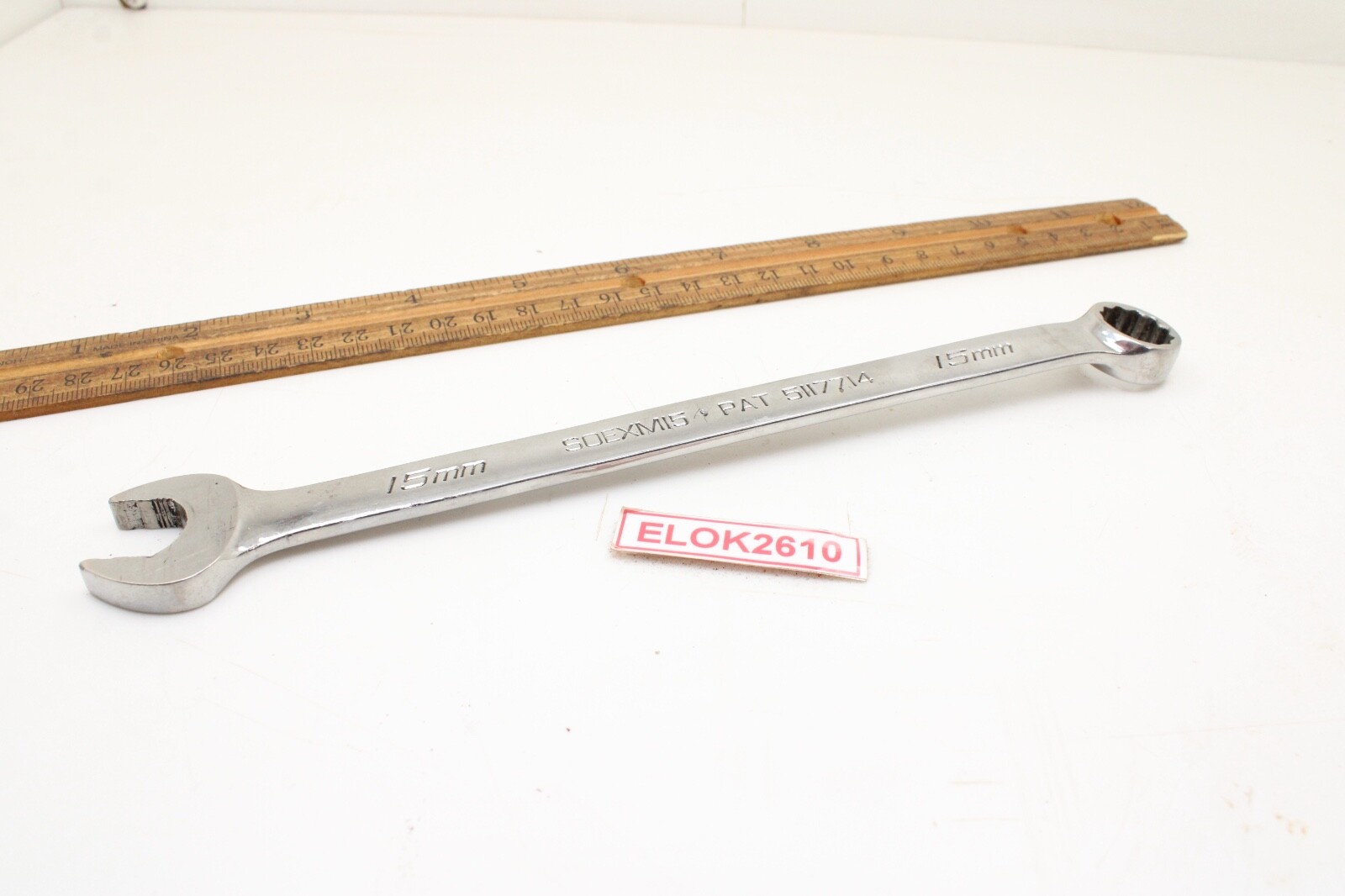 Snap on SOEXM15 15mm 12 Point Metric Chrome Flank Drive Combination Wrench USA