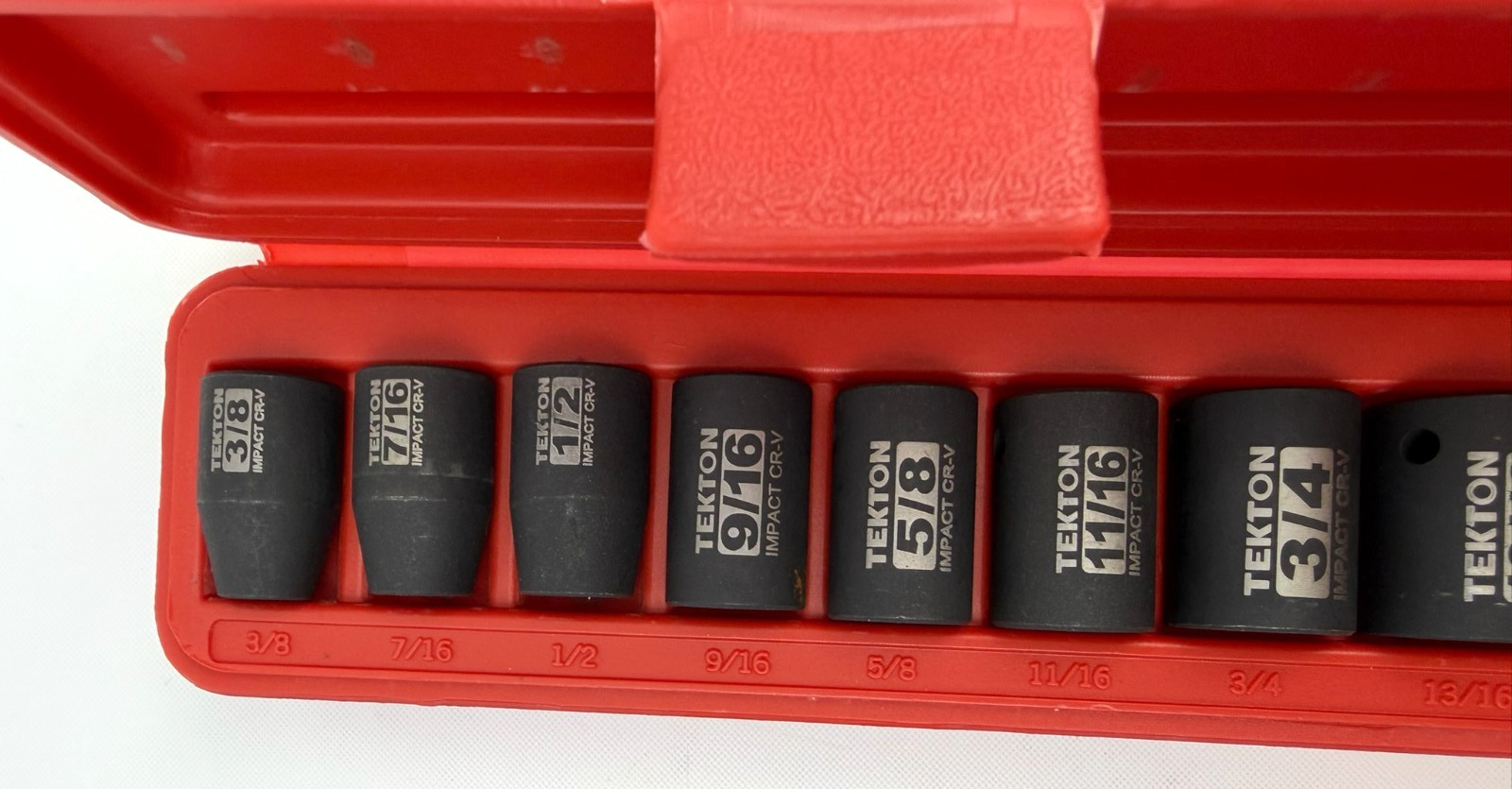Tekton 1/2″ Drive 6-Point Impact Socket Set, 14-Piece 3/8 – 1-1/4 w/ Case VG