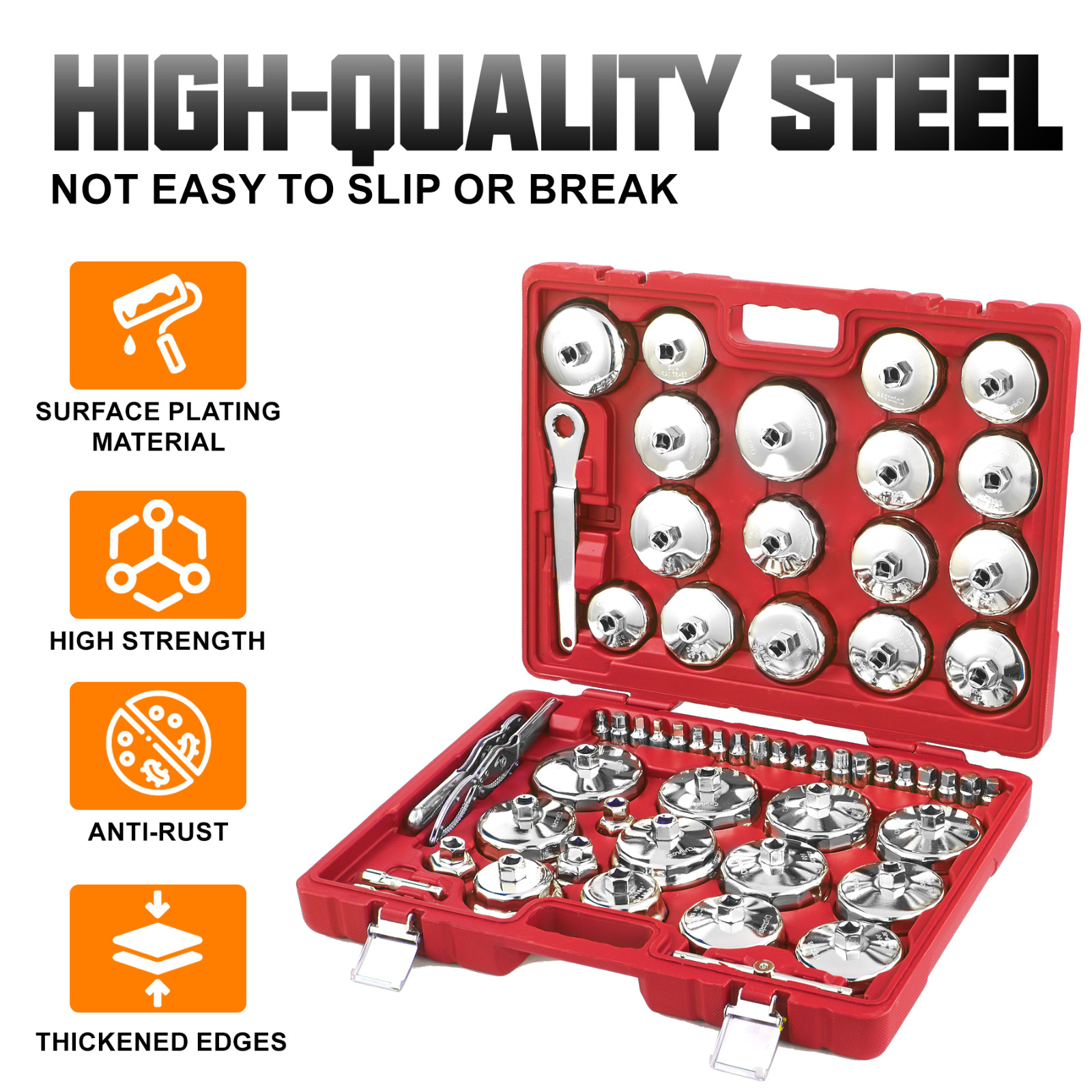 58 PCS Auto Oil Filter Socket Wrench Set 1/2 inch Drive Cap Removal Tools NEW