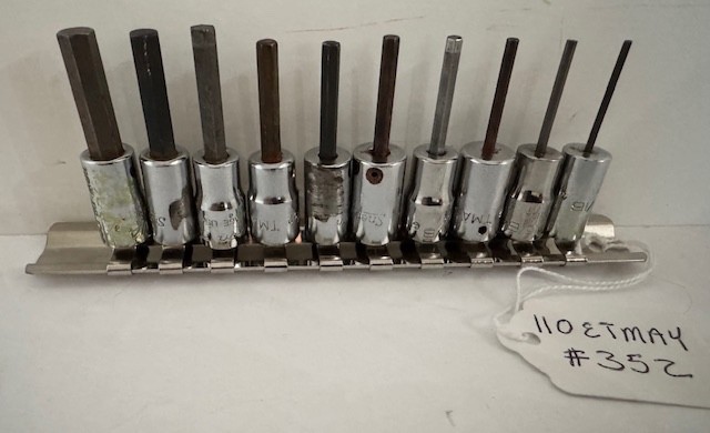 Snap On Tools 110ETMAY 1/4 Drive 10pc SAE Hex Allen Bit Socket Set #352
