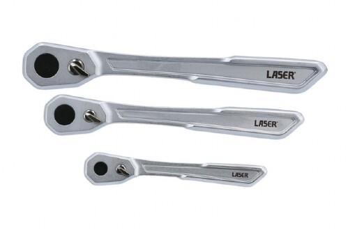 Laser Tools Slim Handled Ratchet Set 1/4 3/8 1/2 Drive Tools 3pc TS3
