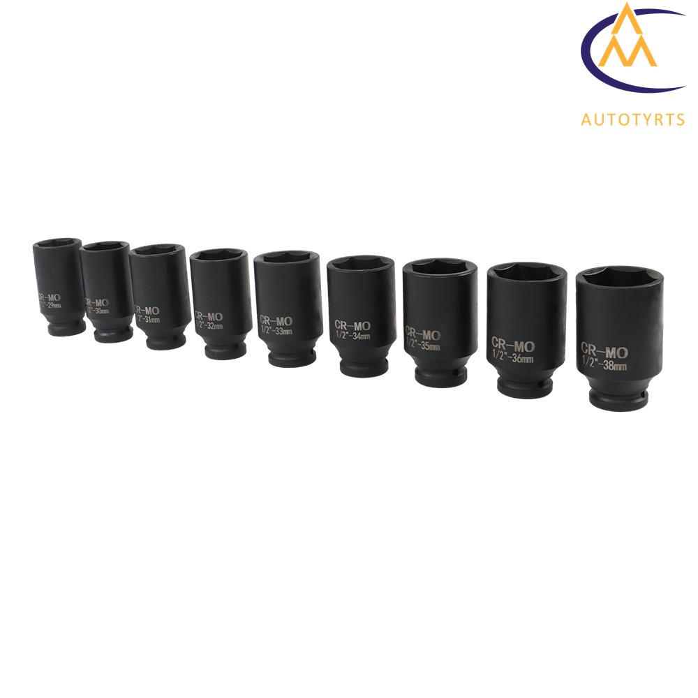 Deep Impact Socket Set 1/2″ Drive Metric Axle Hub Nut Socket 29-38mm 9Pcs