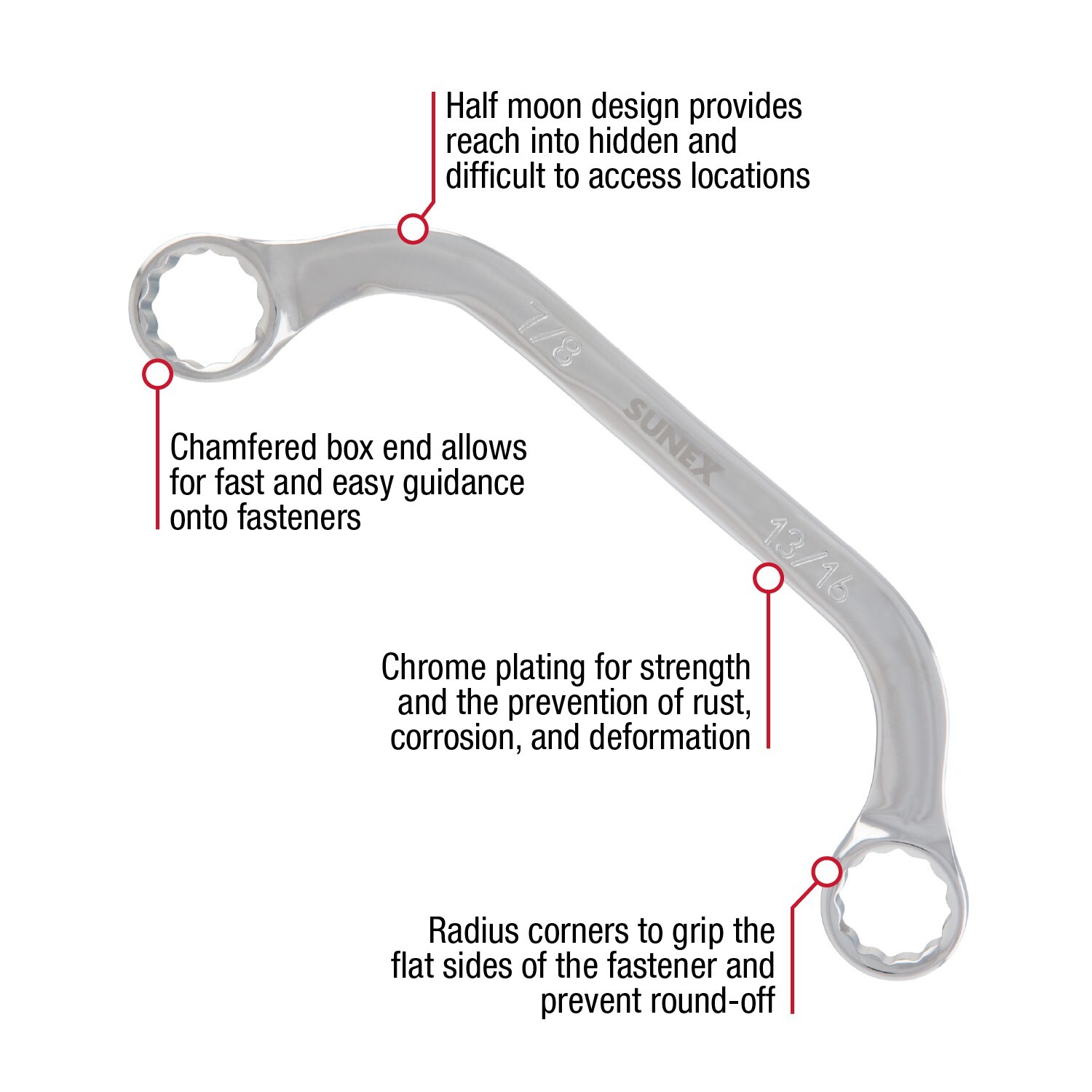 Sunex Tools 9935 – 5 PIECE SAE HALF MOON WRENCH SET