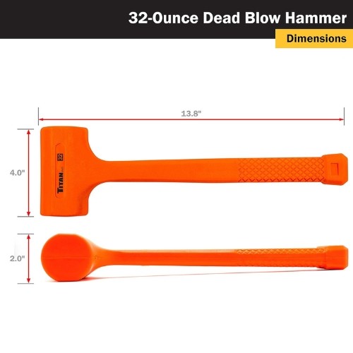 Titan 63032 32 oz. Dead Blow Hammer, Non-Marring Polyurethane Head, Textured