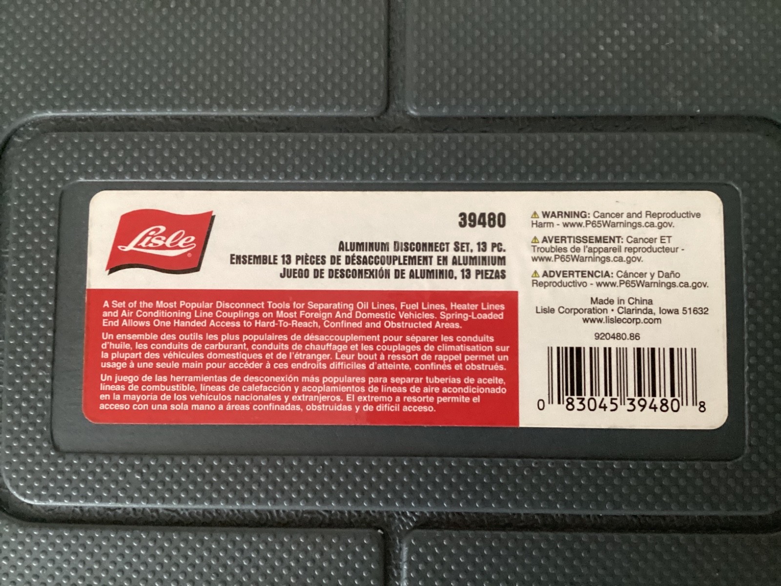 Lisle Tools 13 Piece Aluminum Master Disconnect Set Snap Latch Case 39480 MINT