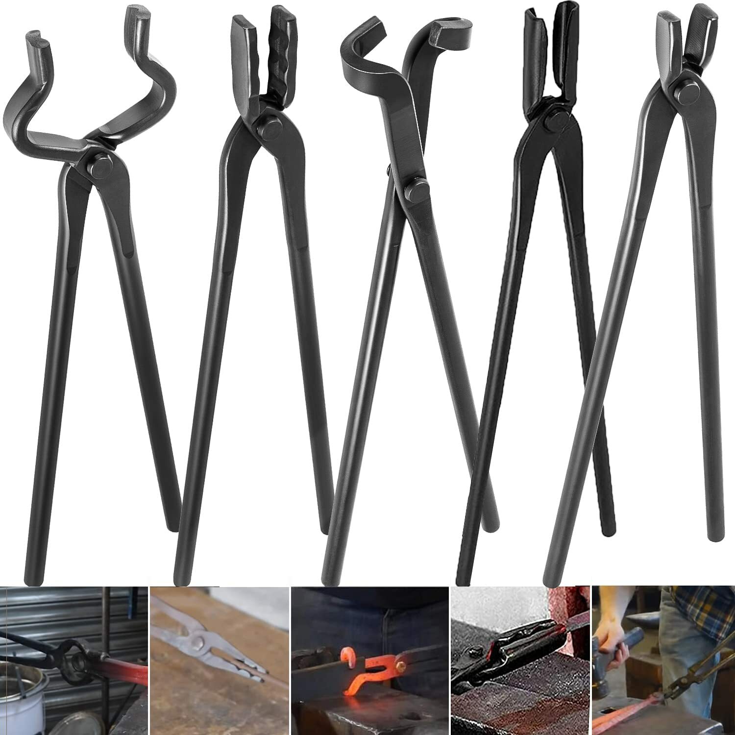 Blacksmith Tongs Tools Set For Anvil, Knife Making Set Vise Anvil Forge Tool