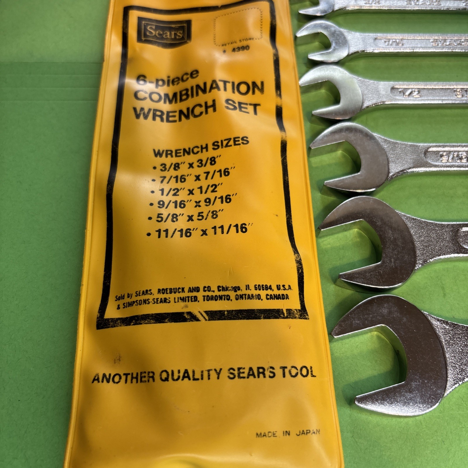Vintage Sears 6pc SAE Wrench Set 4390 Made in Japan 3/8″-11/16″ 12 Point