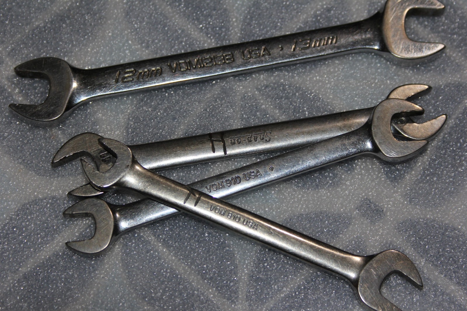 4-Snap On VOM1213B, VOM1011, VOM810, VOM910 Double Open Ended Wrenches Metric