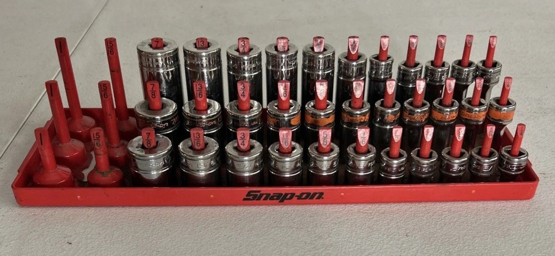 Snap-On Socket Set 7/8 Thru 1/4 sockets of three different depths ￼￼Three Sizes