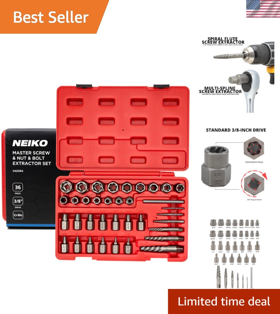 Master Screw, Nut, & Bolt Extractor Set – 36 Piece, CR-Mo, Impact Nut & Bolt …