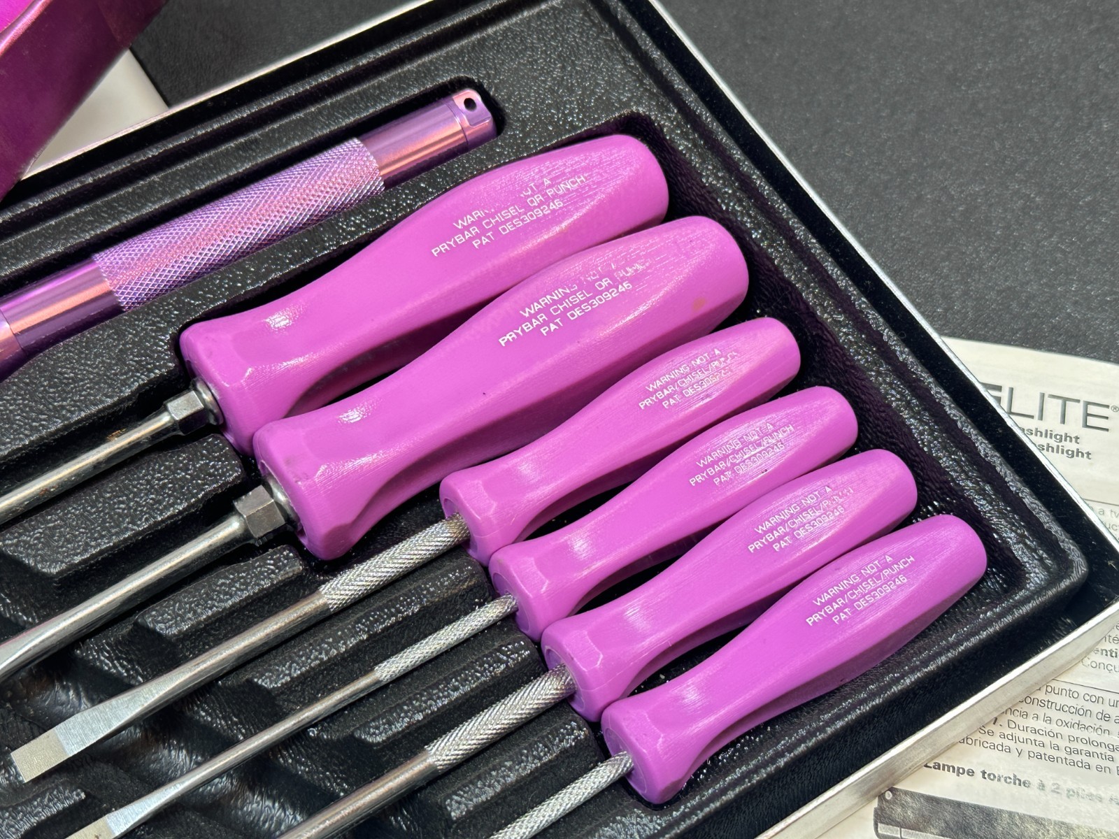 Snap-on Tool USA SDSMOMX RARE 7pc LIGHT PINK Hard Handle Screwdriver Set Maglite