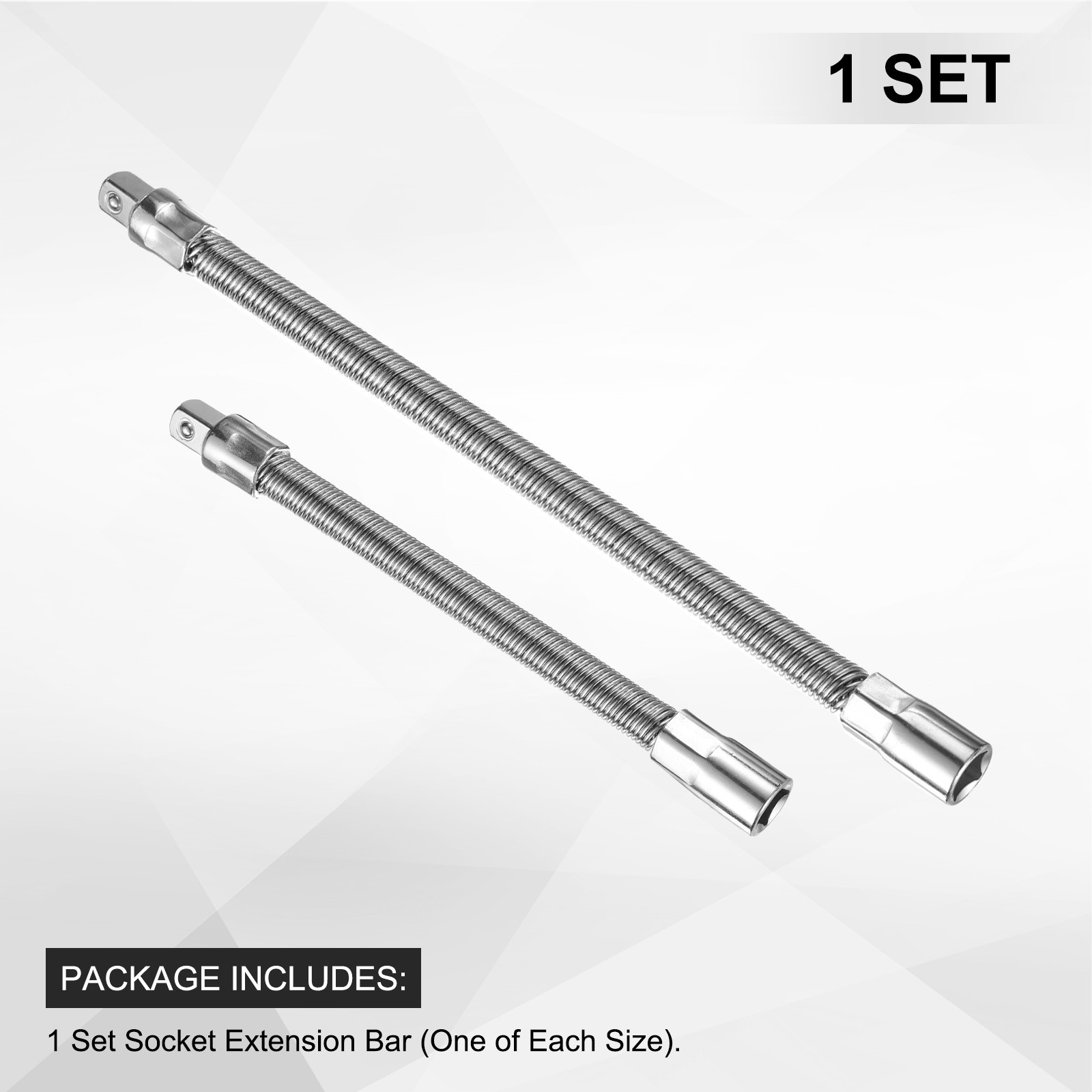 2pcs 1/2 inch Drive Flexible Extension Bar Set 10″ 14″ Extra Long Square Socket
