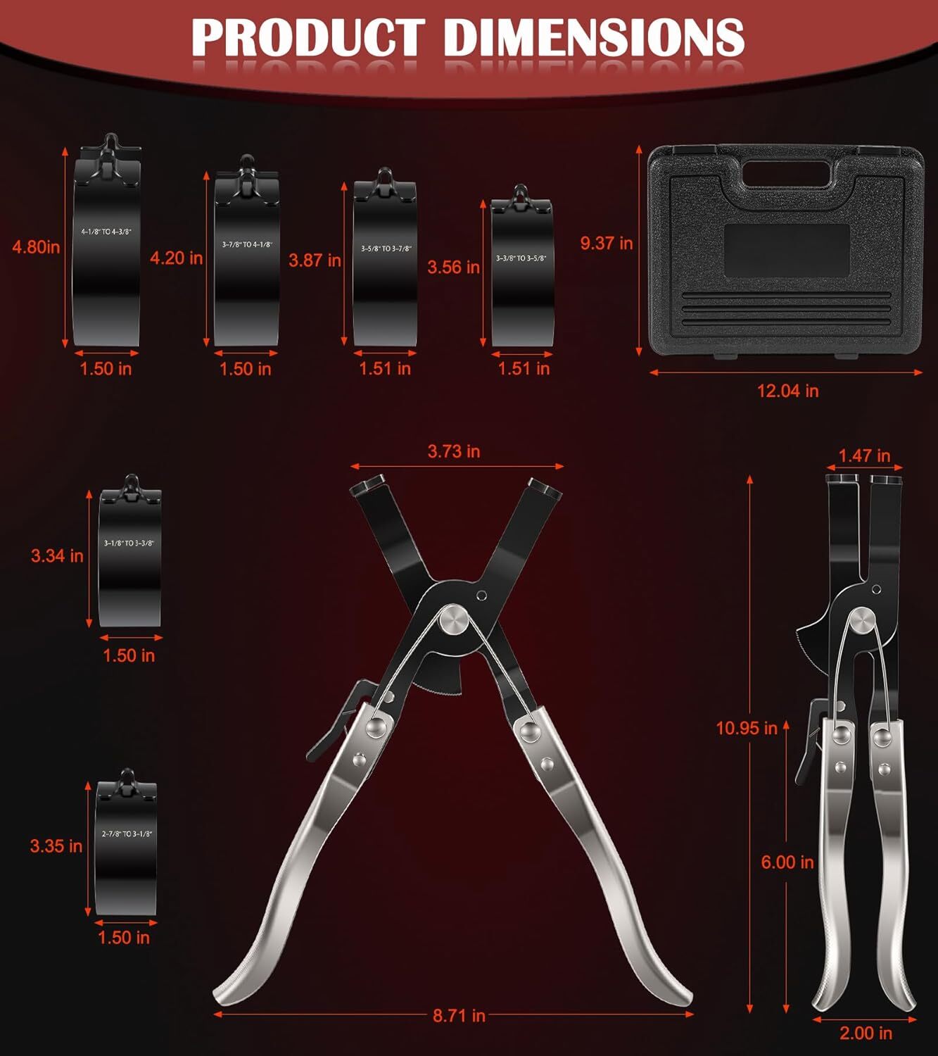 940387 Piston Ring Compressor Tool Set for Car Engine Vehicle Maintenance Clamps