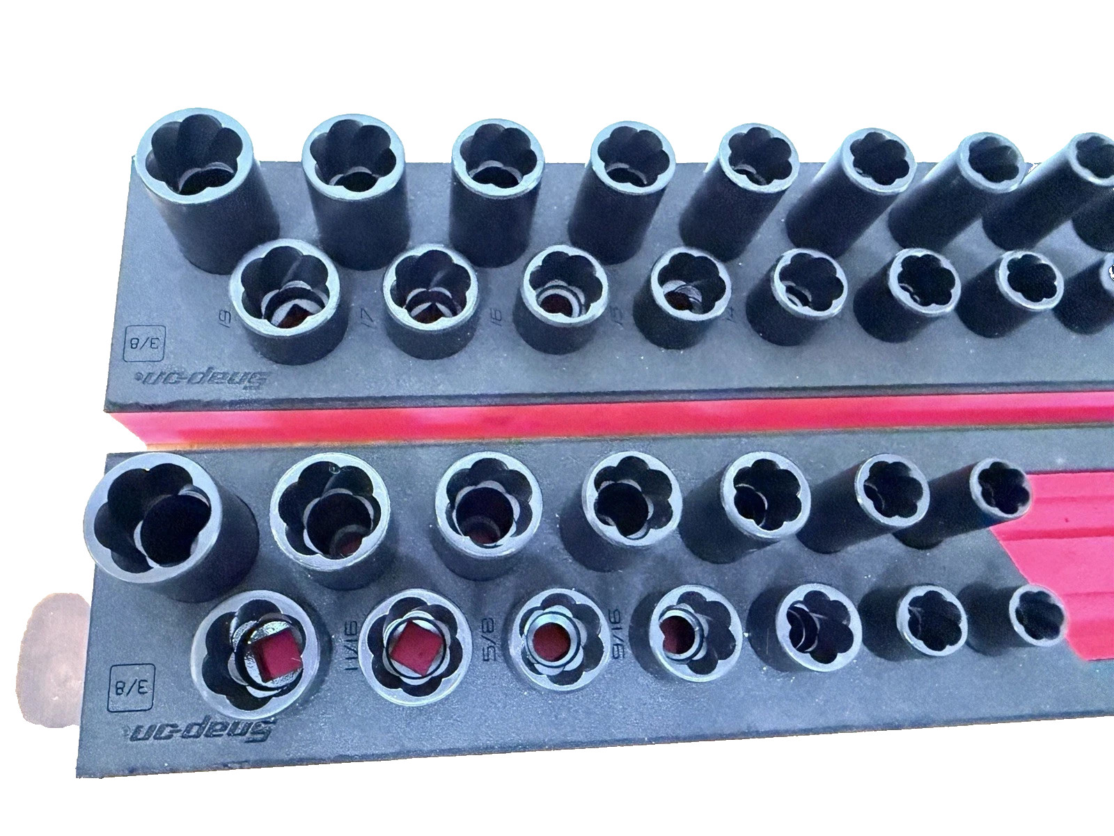 Snap-On Tools RED 32pc 3/8″ Drive Master Twist Impact Socket Foam Set USA NEW