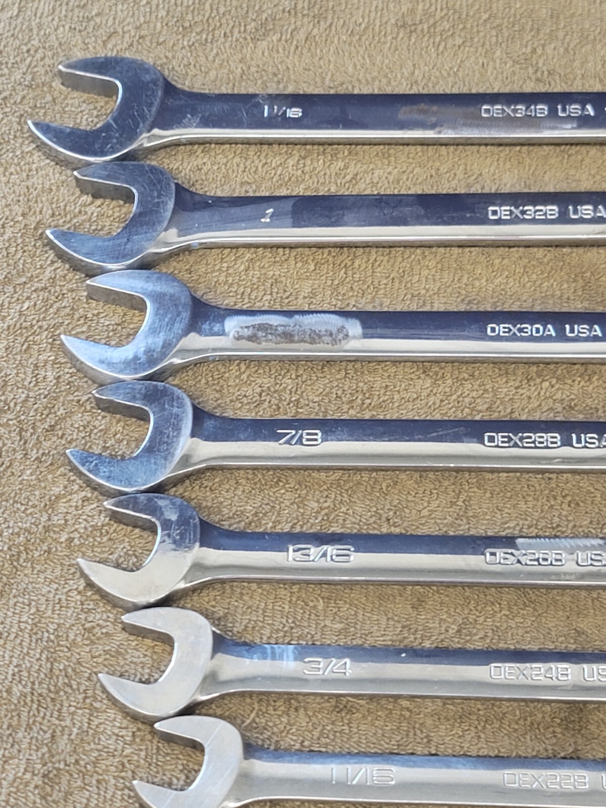 Snap on OEX Combination Wrench Set Sae 1-1/16 1 15/16 7/8 13/16 3/4 9/16 3/8 1/4