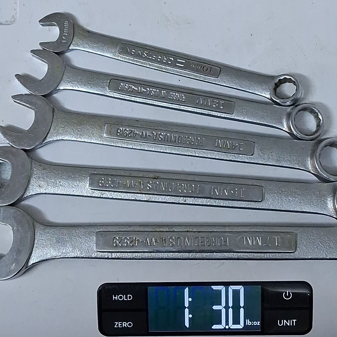 Craftsman 5 Pc Combination Metric Wrenches 10, 12, 14 15, 17mm VV Series