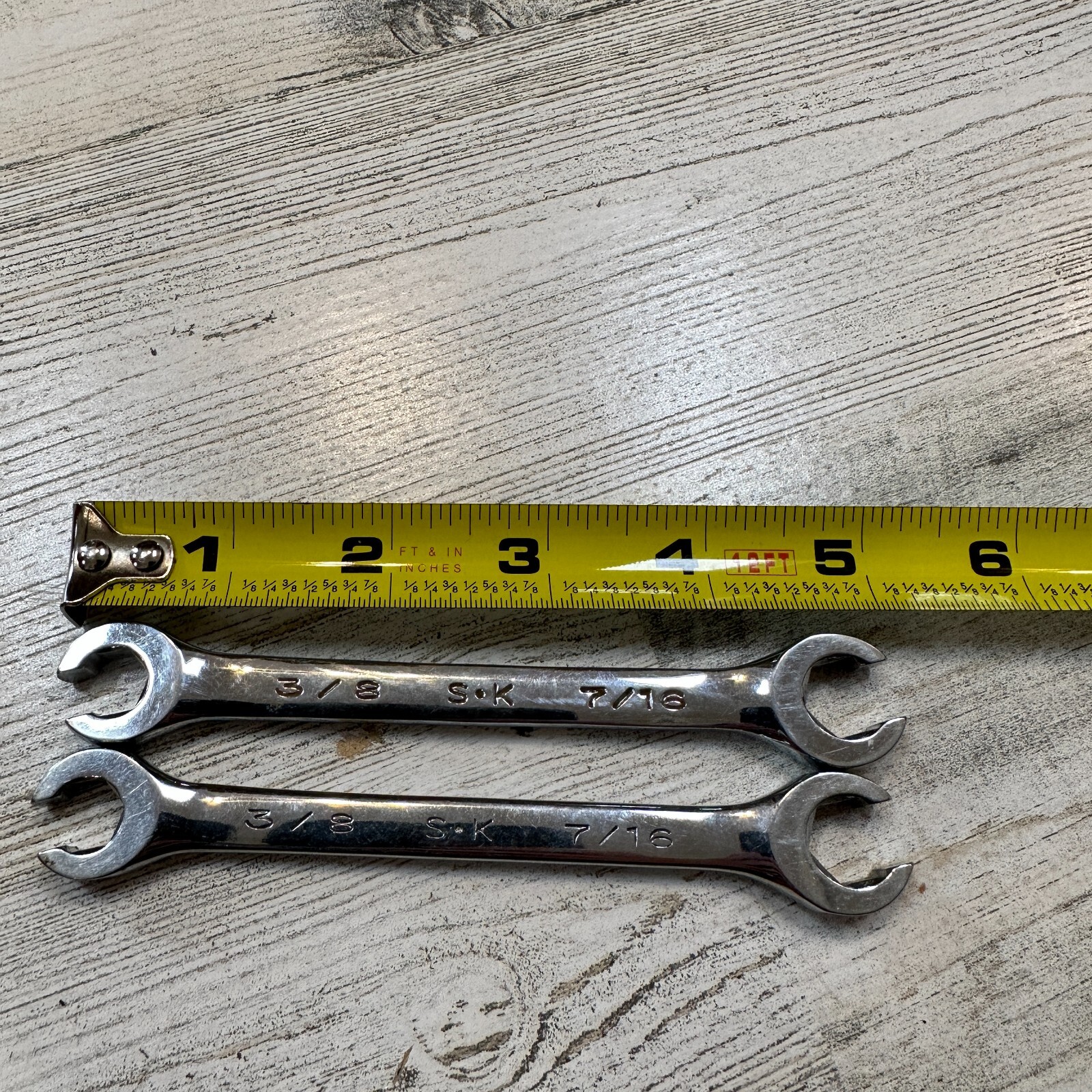 SK USA 3/8″ x 7/16″ Open End Flare Nut Wrench F1214 Lot of 2