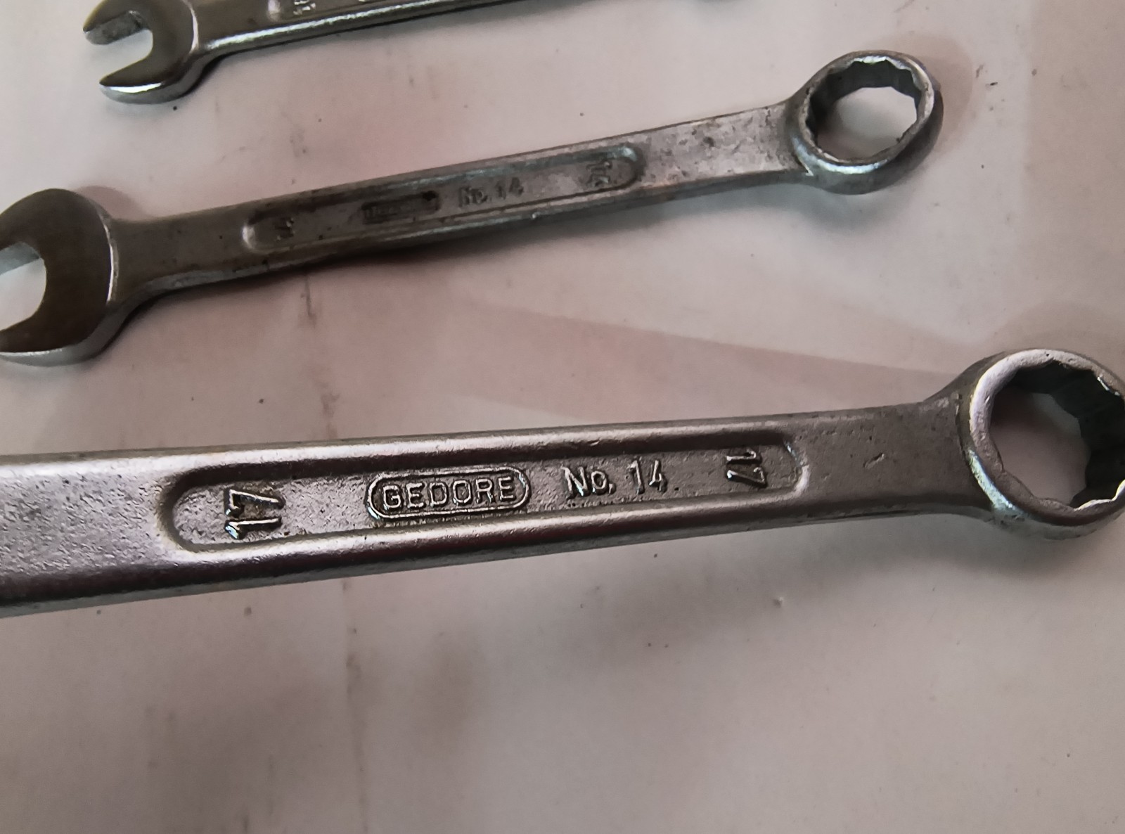 4 Vintage Gedore No. 14 Combination Metric Wrenches 8mm 10mm 14mm 17mm
