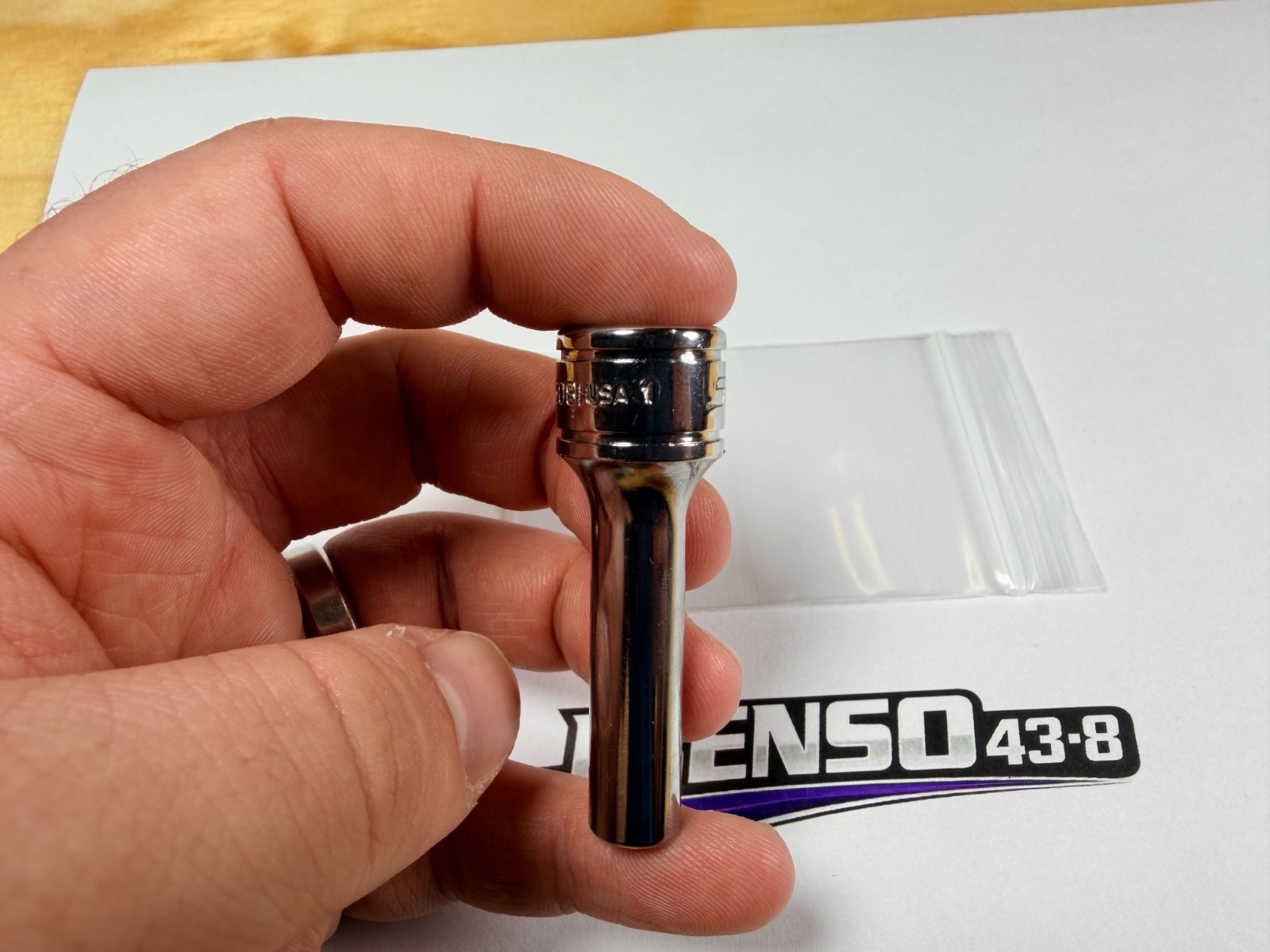 Snap-On Tools USA NEW 3/8″ Drive 1/4″ SAE 6pt Deep Chrome Socket SFS081