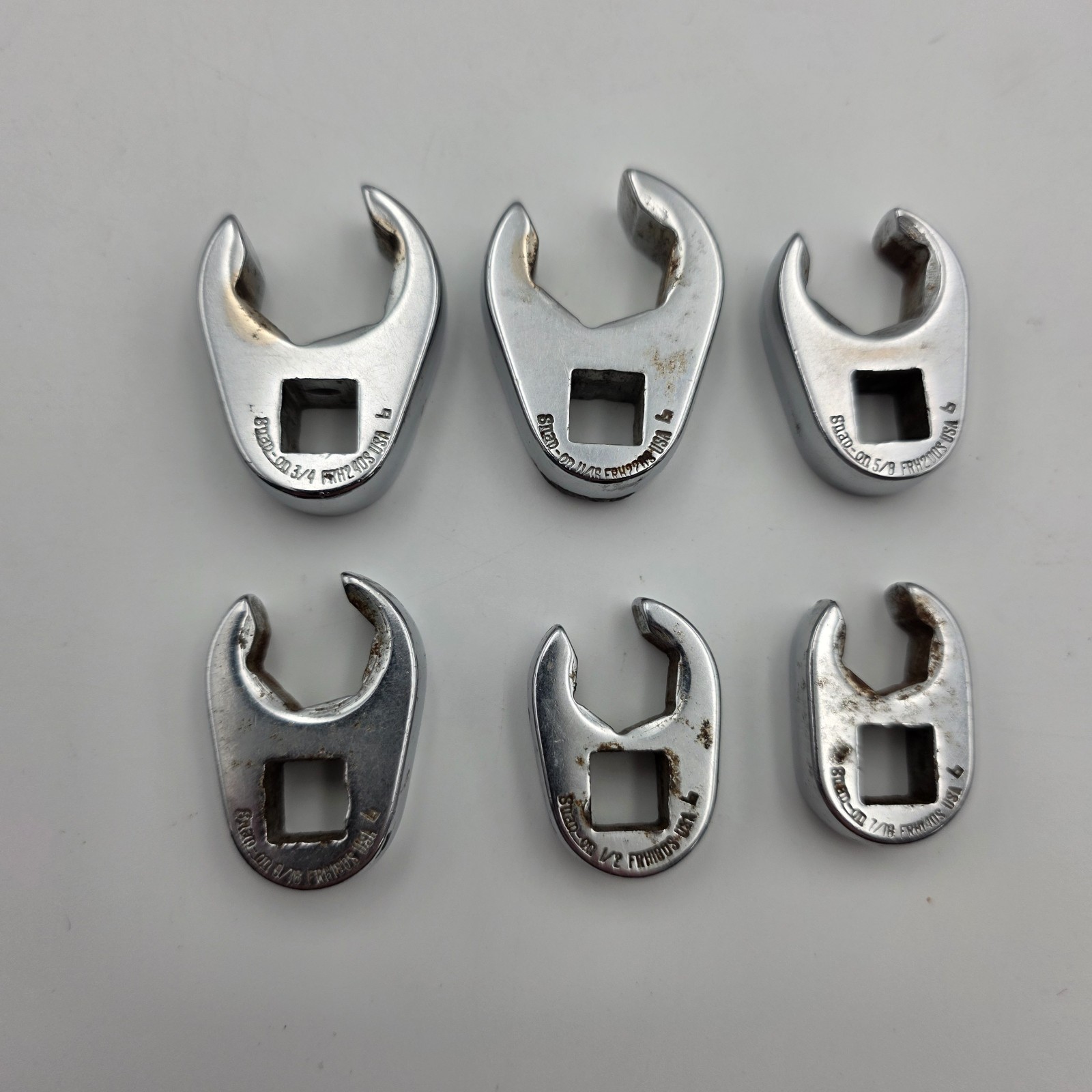 Snap-on 3/8 Drive SAE Flare Nut Crowfoot Wrench Set 6 Pc 7/16-3/4 USA