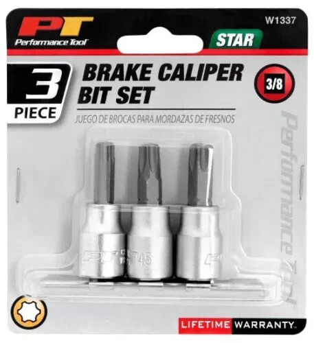 Wilmar W1337 Performance Tool 3/8 Drive 3 Piece Brake Caliper Star Bit Set