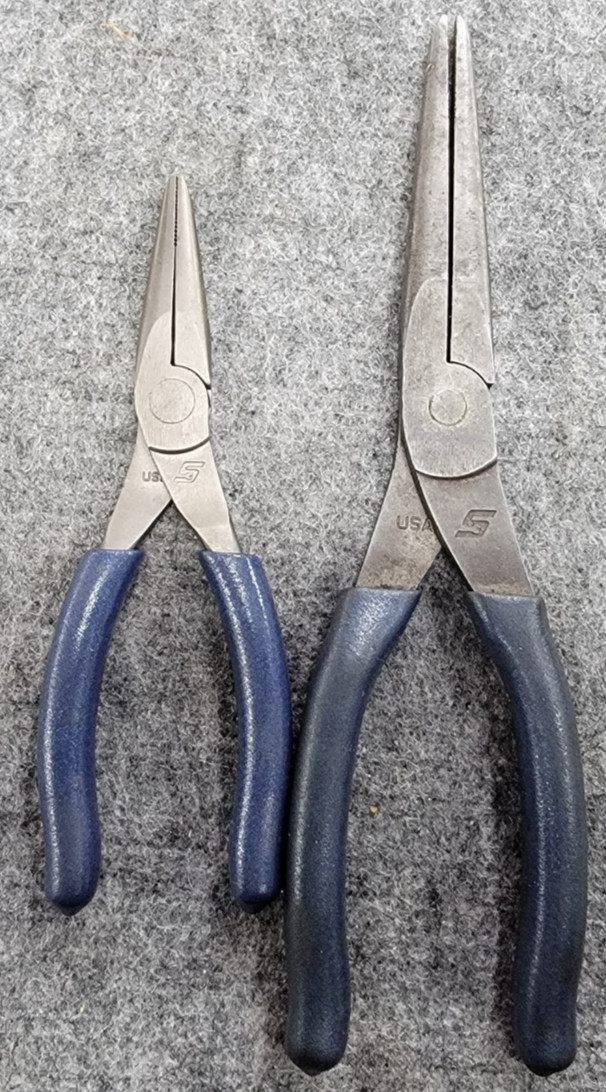 Snap-On Tools USA 2PC Blue Soft Grip Needle Nose Pliers Set 95ACF And 97ACF