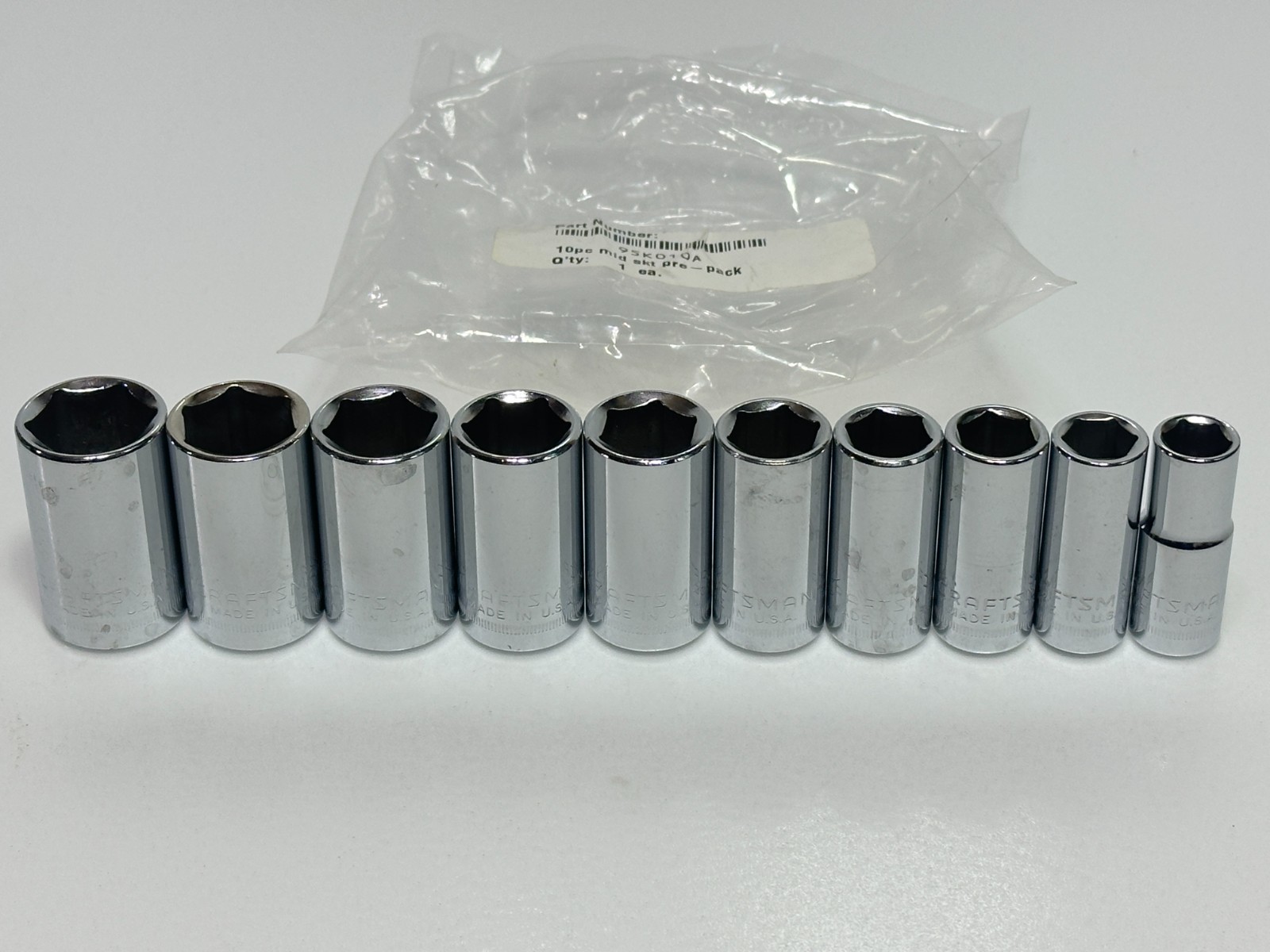 Craftsman USA 43239 GK (RARE) 10pc 3/8″ Drive Metric Mid-Length Socket Set 10-19