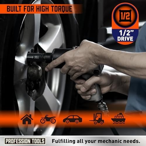 29-Piece 1/2″ Drive Impact Socket Set – 6 Point Cr-V Steel Sockets & Ratchet Han