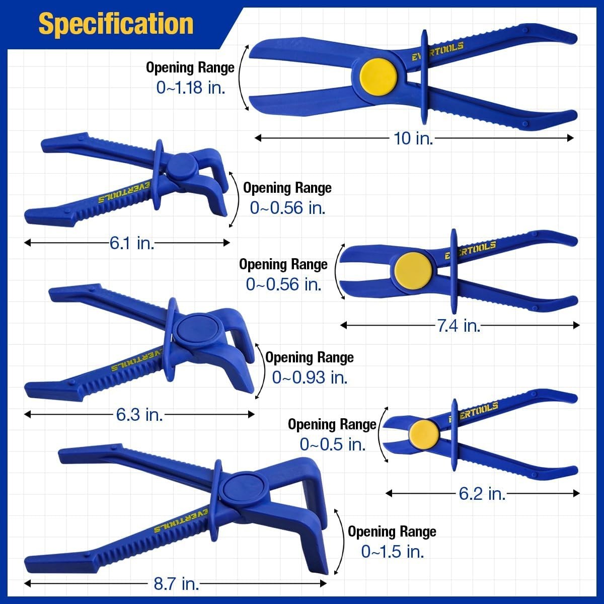 6pcs Hose Clamp Pliers Set, Radiator Fuel Line Clamp Tool, Straight & 90° Ang…