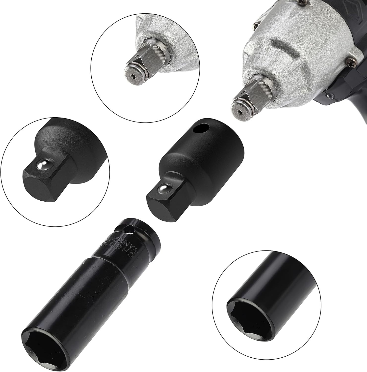 Bates 4-Piece Impact Socket Adapter Set – Heavy-Duty with Black Oxide Finish