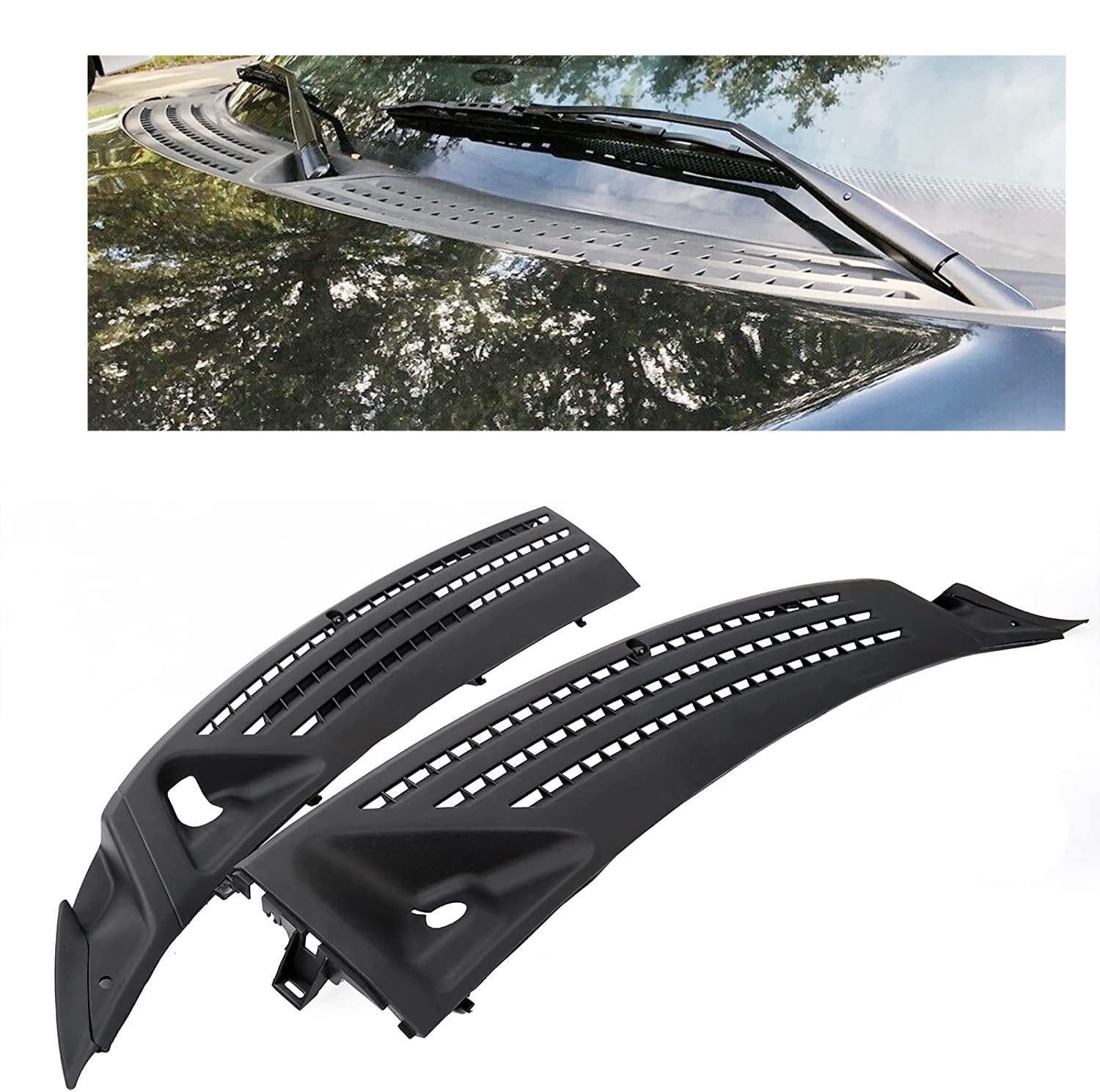 ECOTRIC Windshield Wiper Cowl Cover Panel Compatible with Medium, Black