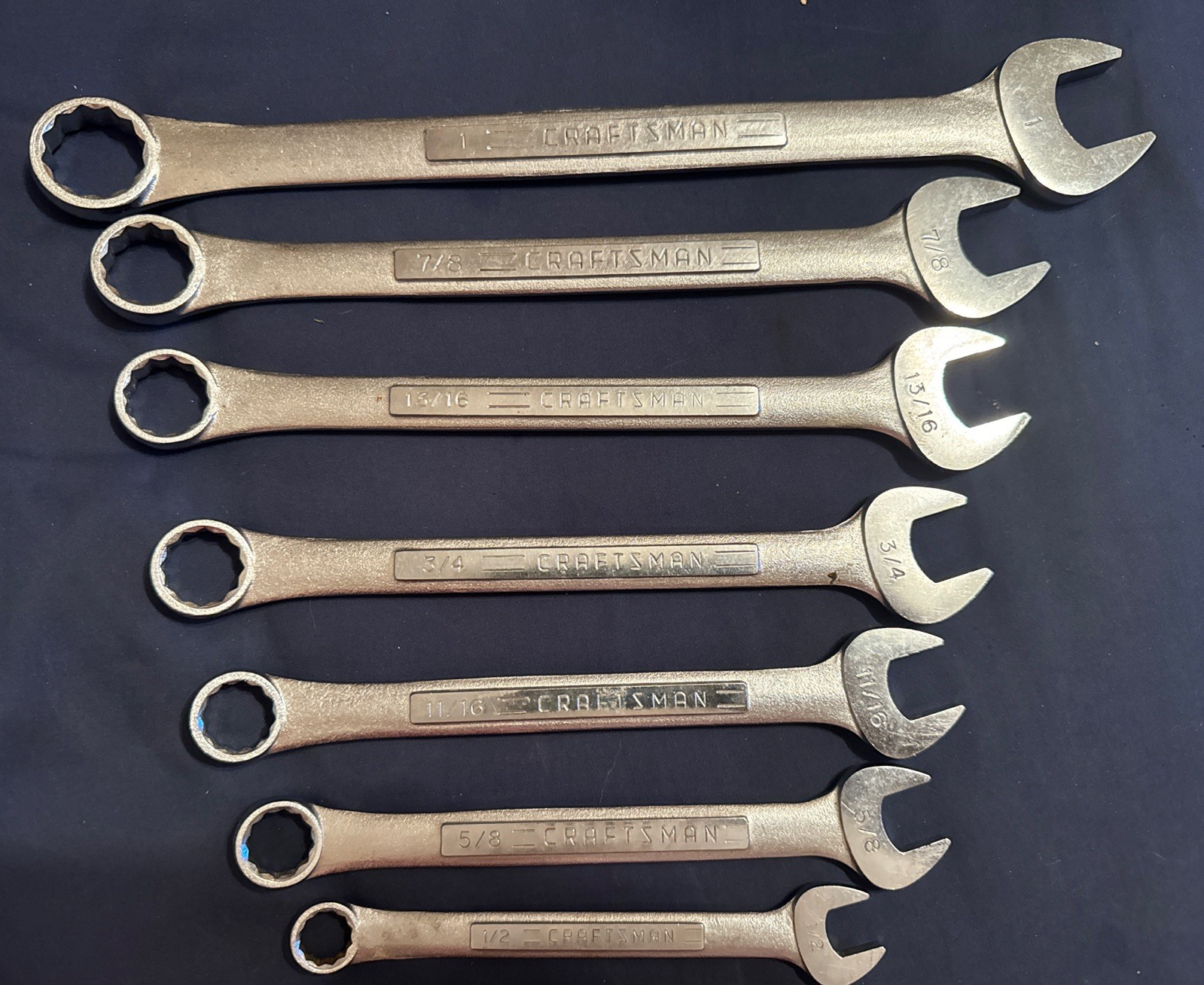 Craftsman Combination Wrenches, Molybdenum BF, 7 Pieces, Japan, 1/2” – 1”, 12 Pt