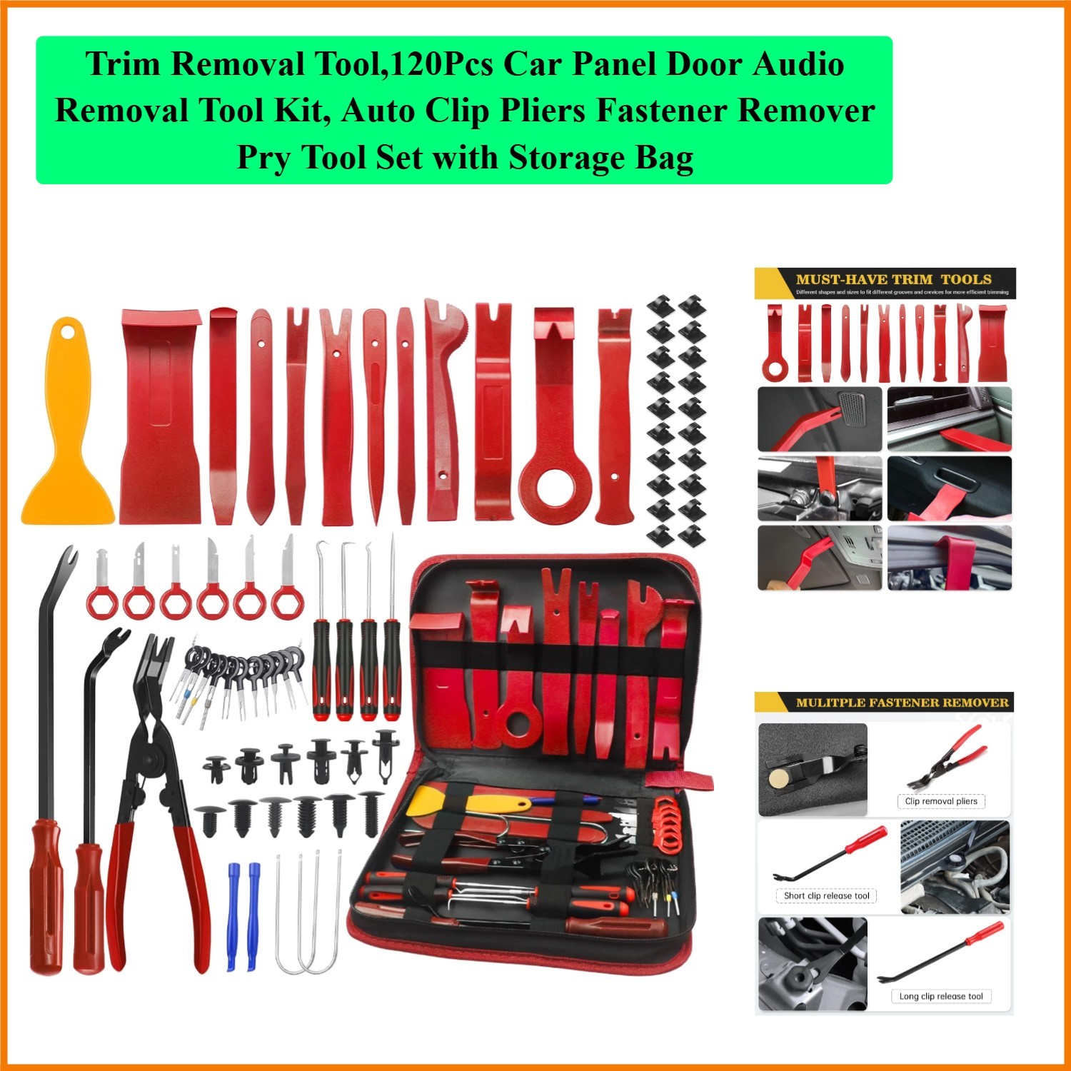 Trim Removal Tool,120Pcs Car Panel Door Audio Removal Tool Kit, Auto Clip Pli…