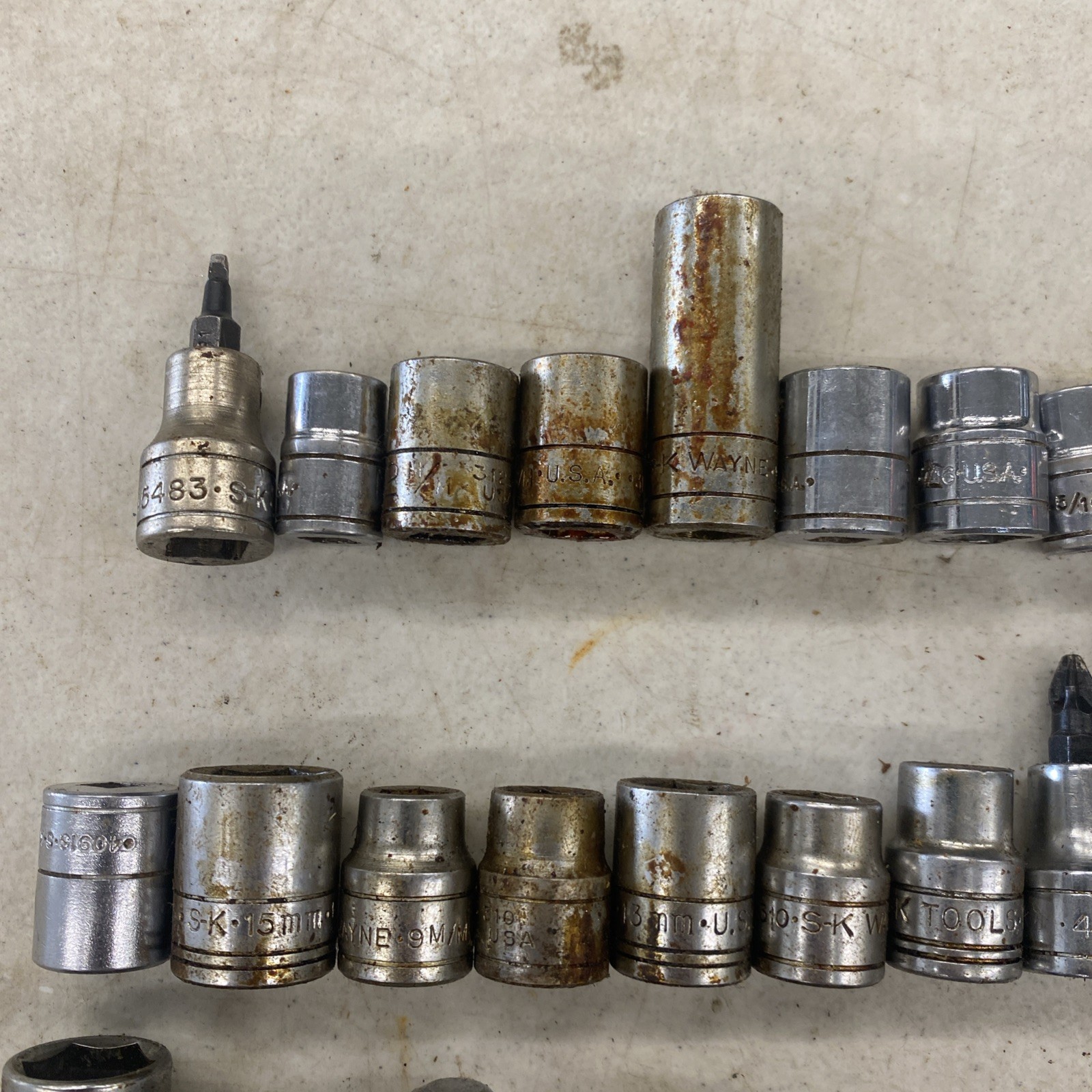 50 pc. Lot Vintage S-K SK USA Made 1/4, 3/8, 1/2″ Drive Sockets READ, M0554L