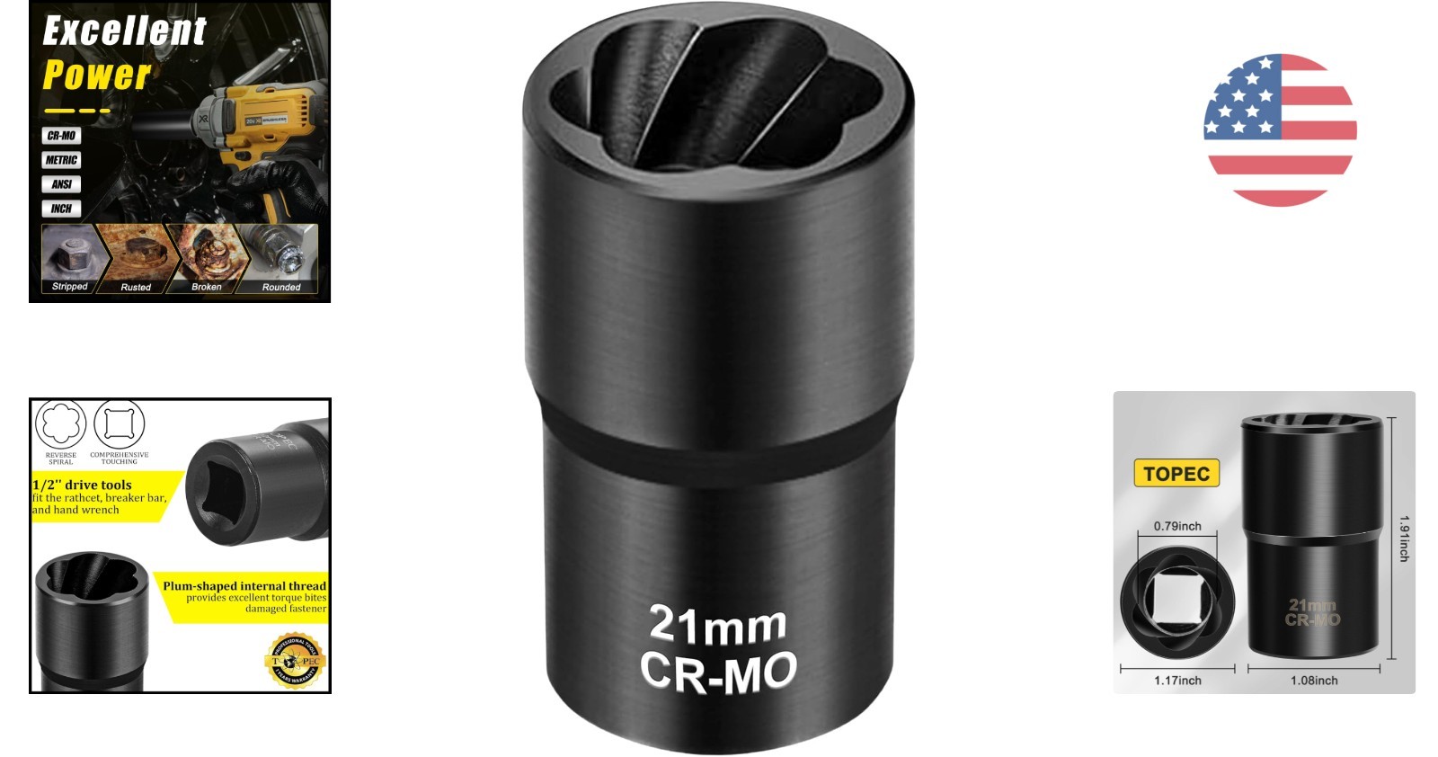 21mm Lug Nut Extractor – Efficient Tool for Stripped Bolt Removal
