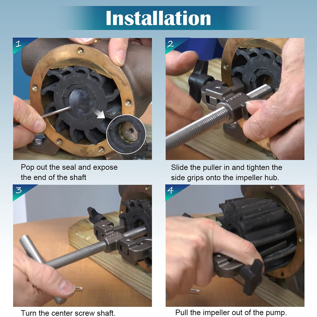 660040-1 Impeller Puller Removal for Impellers 2-1/4″ to 2-9/16″ Jabsco Pump