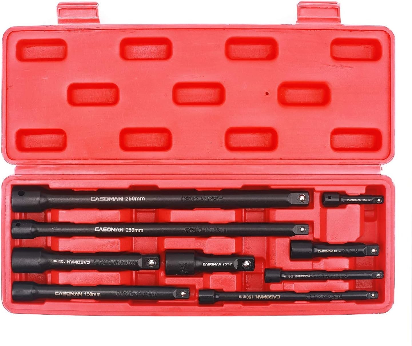 9-Piece Extension Bar Set for 1/4, 3/8 and 1/2 Drive Sockets with Carrying Case